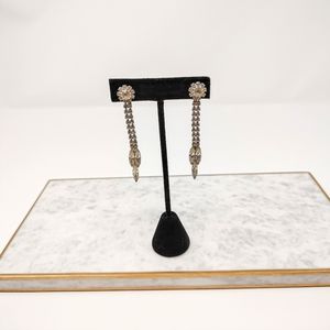 Vintage Weiss silver rhinestone dangle clip-on earrings